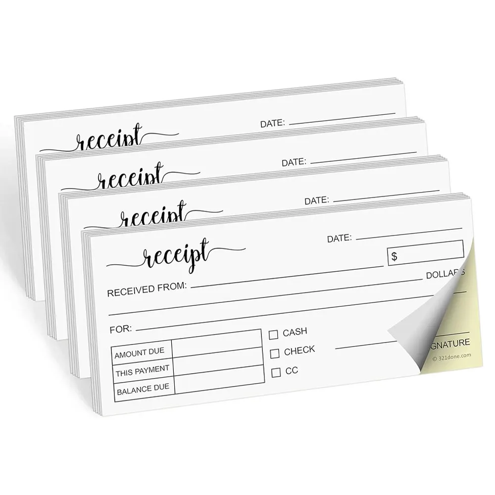 2/4 Pack Carbonless Paper Receipt Books, 2.75x6 inches, White/Yellow 2-Section, Handheld Business Order Form (50 copies).