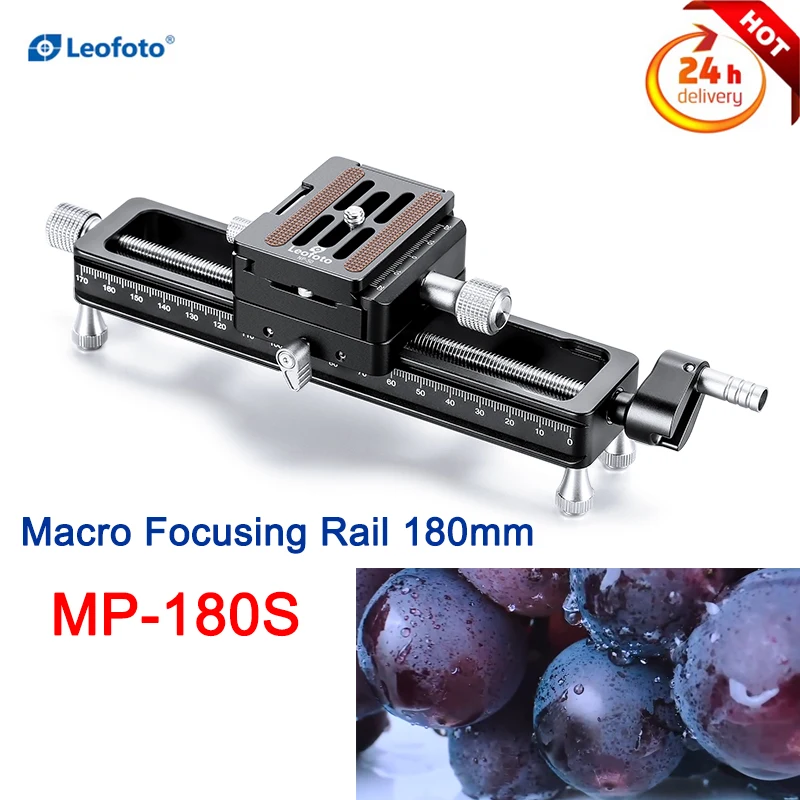 

Leofoto MP-180S Macro Focusing Rail w/ Rotating Arca-Type QR System 7.1" 17.6 lb load capacity Track Desktop Shooting 1/4 Screw