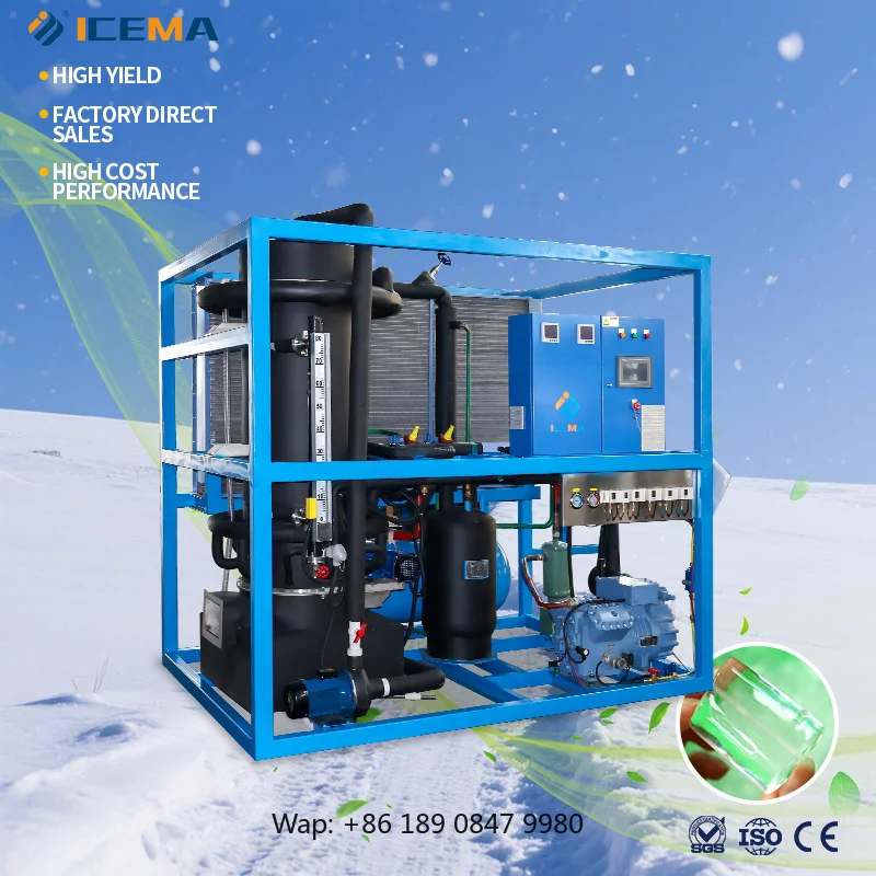 【Hot】Customized 1T/2T/3T/5T Capacity Tube Ice Machine, Best Selling Energy Saving Model