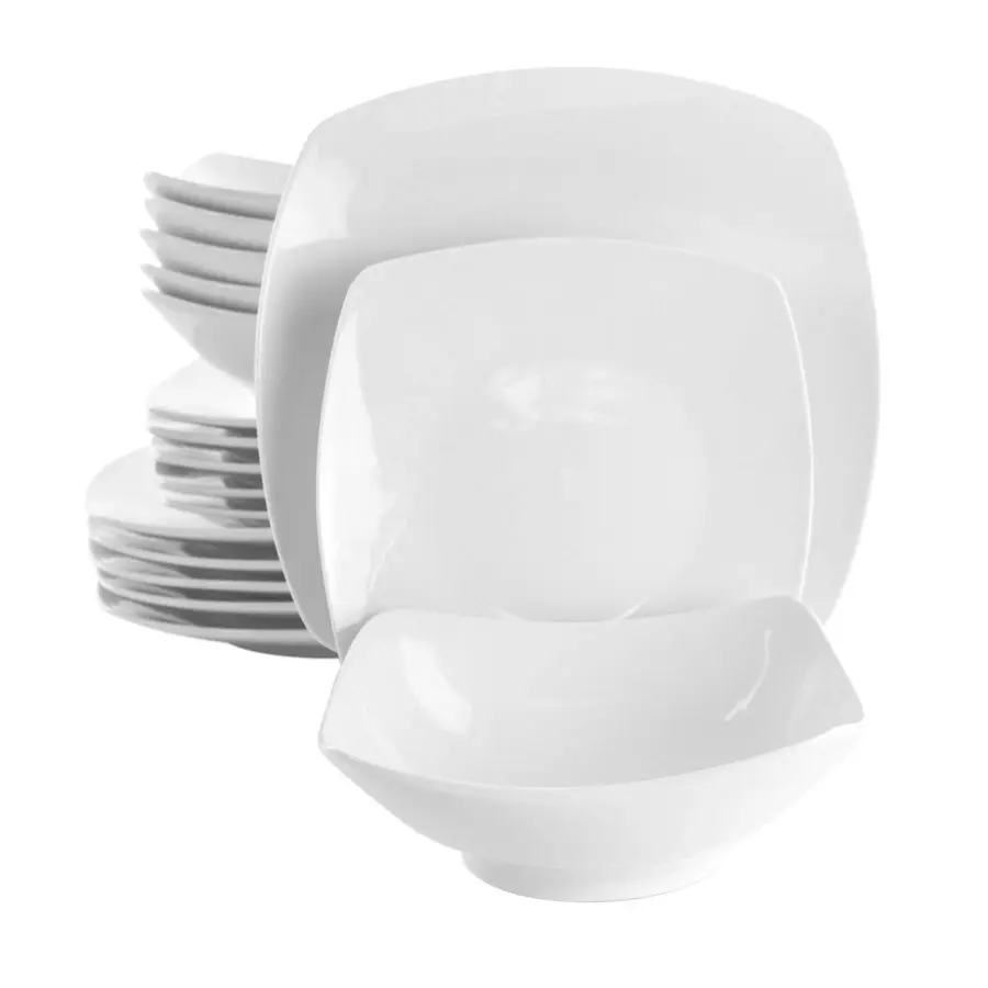 

White Porcelain Dish Dinnerware Set, 18 Piece, Newman