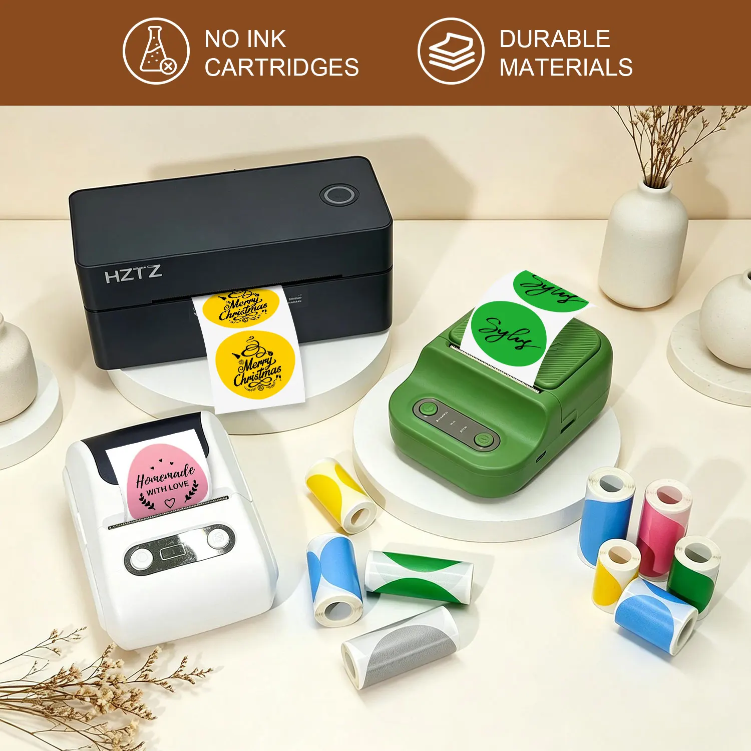 

Bluetooth Color Label Printer, 40x30mm Thermal Sticker Maker, Inkless Mini Printer for Home/Office Tags & Organization