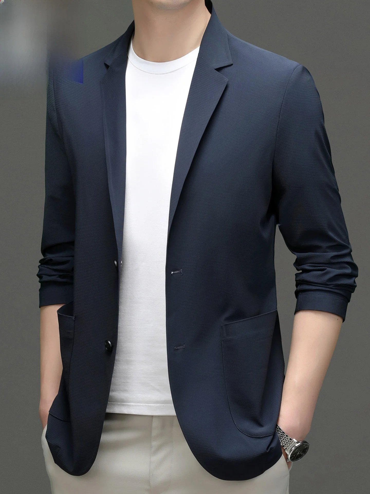 

Мужской летний повседневный костюм TUCANO Ice Silk: легкий, не требующий глажки, модный, деловой, с круглым низом, новинка