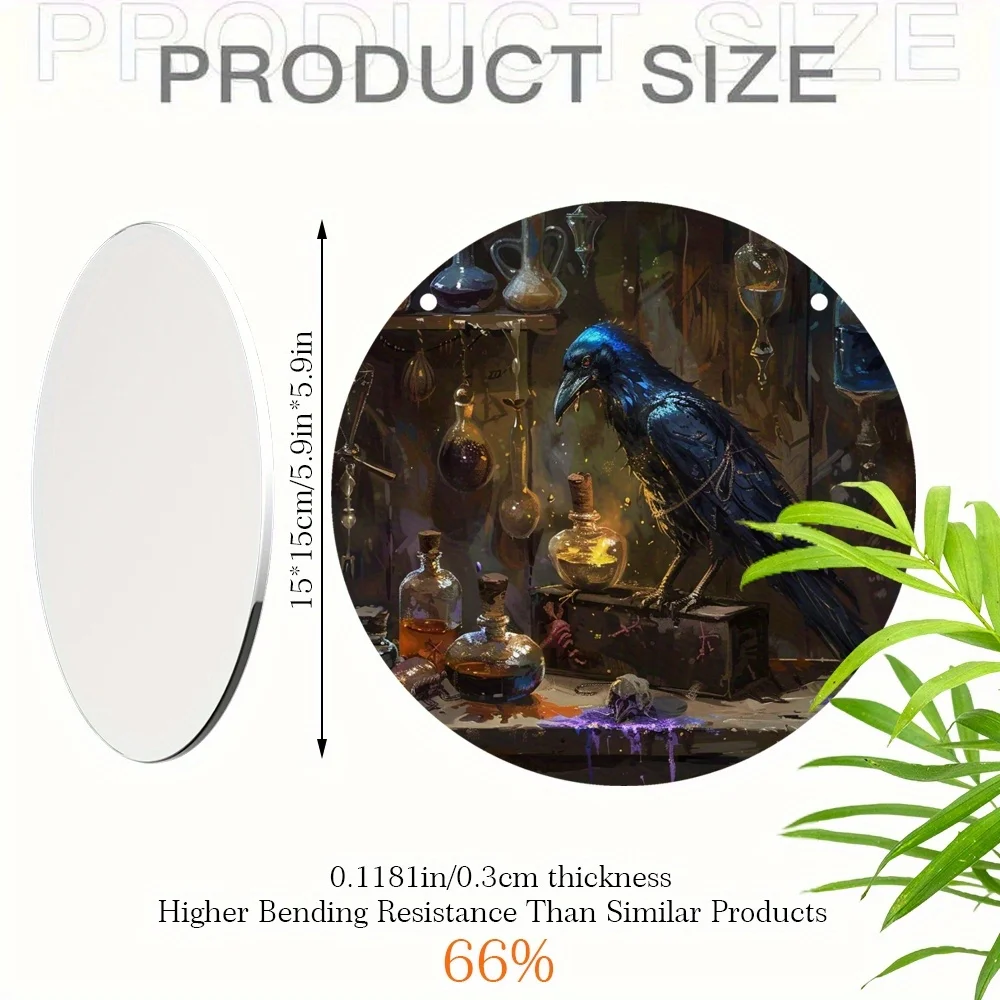 Halloween Crow Magician Catcher - Acrylic Round Pendant, Versatile Garden and Home Decor for Festivals and Weddings image 6