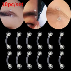 10pcs Clear Acrylic Lip Stud Piercing Labret Ring Bioflex Ear Cartilage Earring Bar Tragus Helix Retainer Flexible Jewelry Gift