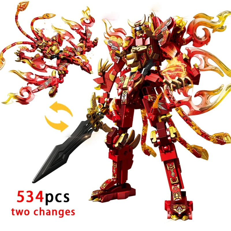 MOC Xuanwu Magic Armor Model Building Blocks Anime Turtles Transforming Robot Mecha Assembly Bricks Boys Toys Kids Gifts