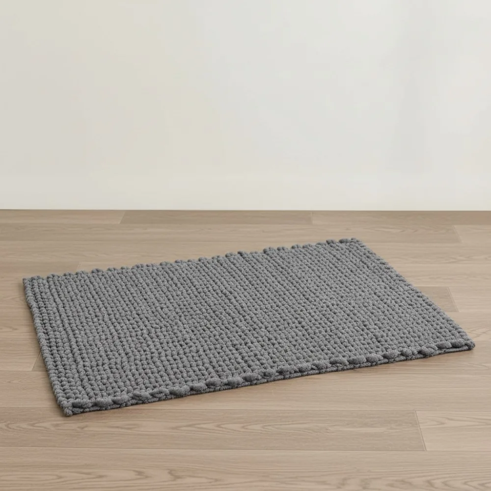 

Soft Cotton Chenille Bath Mat - Non Slip, Quick Dry, Absorbent Bathroom Rug 24x40 Charcoal