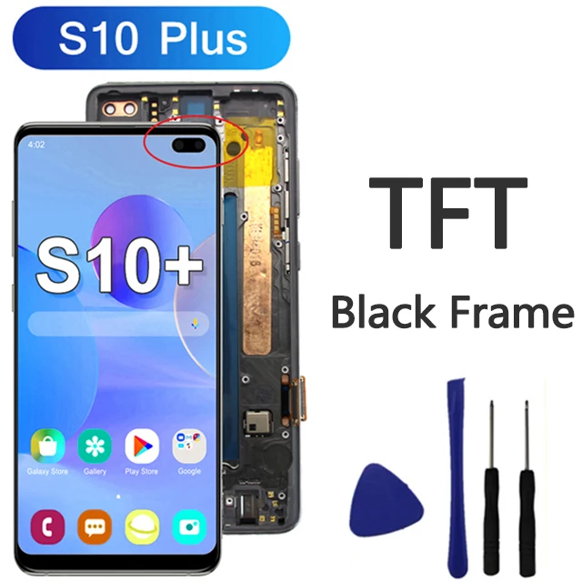 Screen Replacement for Samsung Galaxy S10 SM-G973F SM-G973U SM-G973W 6.1 TFT LCD Display Touch Digitizer Glass Assembly - Black with Frame - Tools(Fingerprint Recognition is not Supported