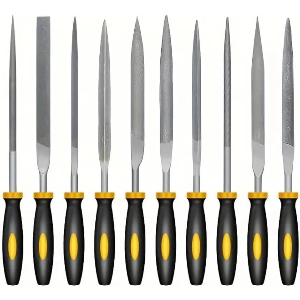 Mini-jeu de limes métalliques 16 cm, assortiment de limes à aiguille plates, rondes, triangulaires, demi-rondes, limes à main pour le polissage du métal, du bois et des bijoux, outil de bricolage