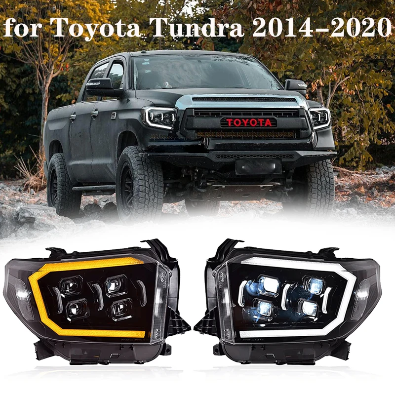 

Car Headlights for Toyota Tundra 2014-2020 4 Lens Front LED Head Lamp DRL Turn Signal Assembly Accessories