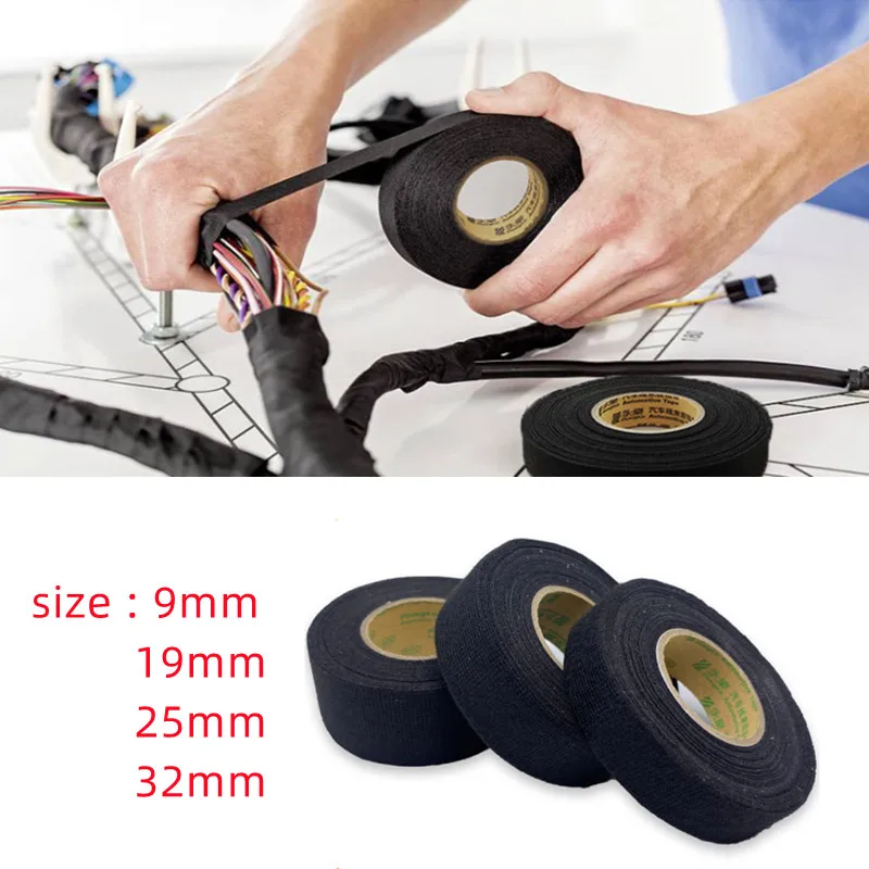 1pcs 15 Meter Heat-resistant Flame Retardant Tape Coroplast Adhesive Cloth Tape For Car Cable Harness Wiring Loom Protection