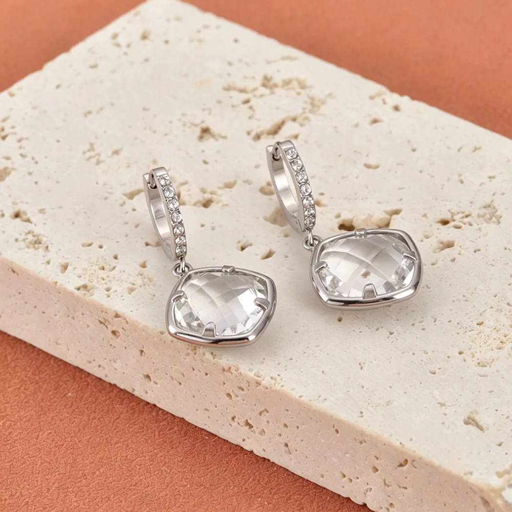 JeeMango Hochwertige runde Ohrringe aus tschechischem Glas aus Edelstahl für Damen, vergoldet, exquisiter Hochzeitsschmuck E26109 – Detail 15