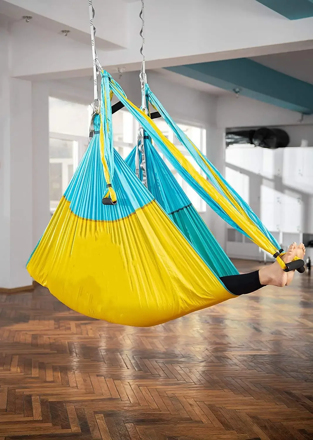 Aerial Yoga Hammock Swing + Ceiling Hanging Tray Kit - Home Gym Yoga Gear