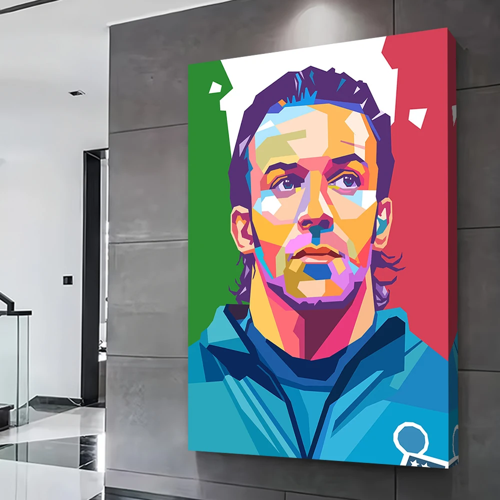 Colorful Portrait of Alessandro Del Piero Printing Poster Customizable Pictures Wall Art Canvas Painting for Bathroom Decor Room