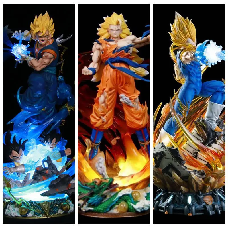 

Dragon Ball Ls Vegetto Gk Goku Vegeta Three-Headed Carving Oversized Light Exquisite Collectible Figures Anime Model Ornaments