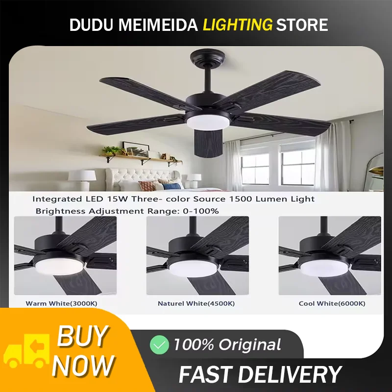 Retro LED Inverter Ceiling Fan Light Modern Design of New Bedroom Dining Room Home Suitable for Study Bedroom LED Night Light