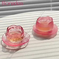 Pink Tea Cup Japanese Style Irregular Sake Cups High-value Glasses Cup Small Tea Cups Creative Shot Glasses Cup Set Kitchen Tool