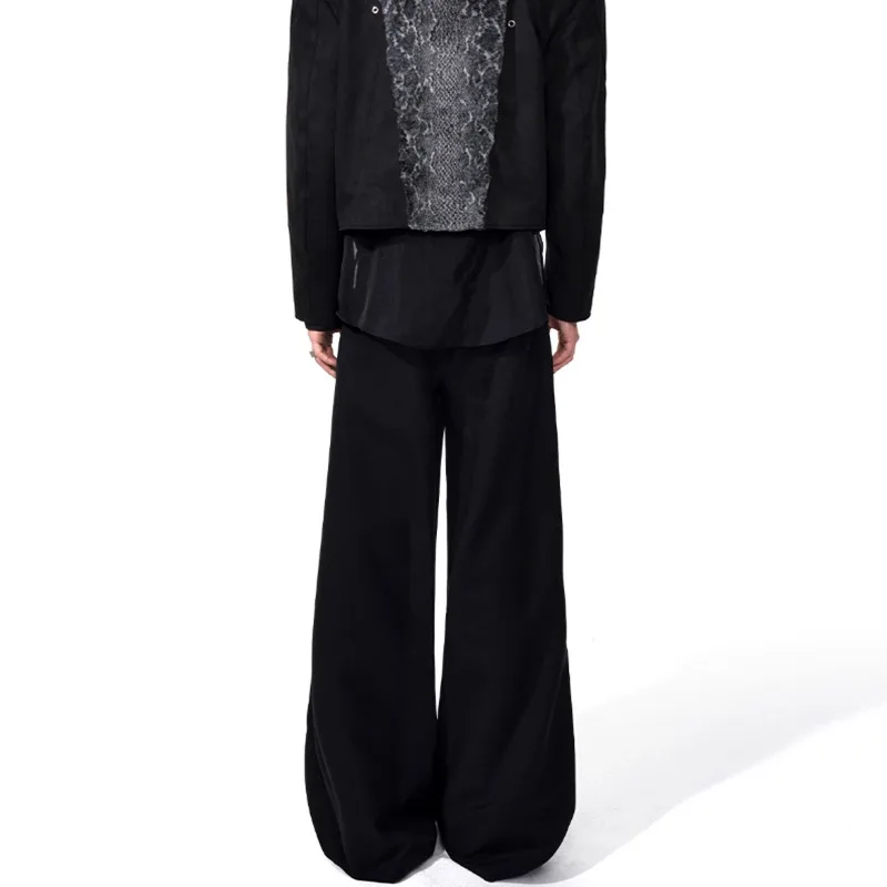 Luzhen 2025 novo nicho original rebite metal decorar design plissado calças de perna larga moda masculina cor sólida calças casuais jy3818