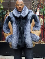 Silver Fox Fur Coat for Men and Women, Real Fur Jacket, Plus Size, Thick Male Costumized, Red Fox Fur Coat