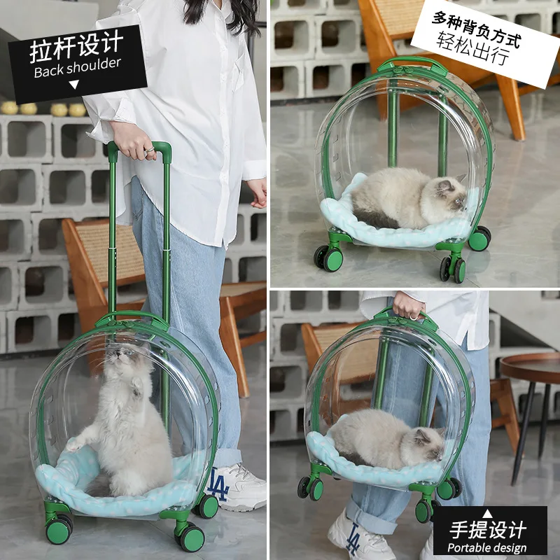 Pet Trolley Box Portable Dog Cat Outing Bag Transparent Pet Backpack Checked Airline Cat Bag, Cat Accessories Outing Cat Bag