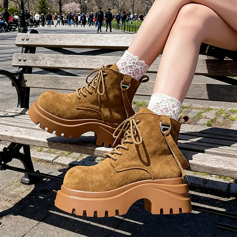 

Женские короткие водонепроницаемые ковбойские ботинки на платформе с толстой подошвой, большие желтые ботинки, осенняя новинка