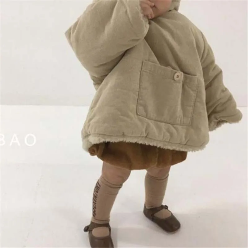 2023 Thickened Plush Kids Jacket Winter Korean Baby Hooded Jacket Cotton Warm Jacket Girls Boys Outerwear Coats