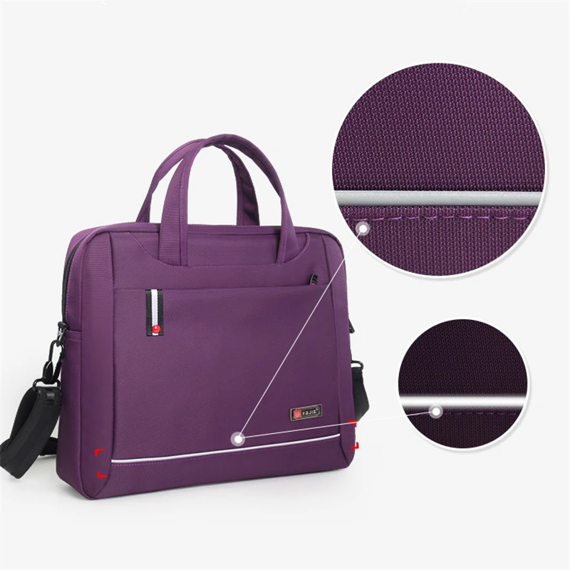 Nesitu คุณภาพสูงกันน้ํา A4 Oxford สีดําสีม่วงผู้ชายผู้หญิงกระเป๋าเอกสาร Portfolio ธุรกิจกระเป๋าถือไหล่ Messenger กระเป๋า M104