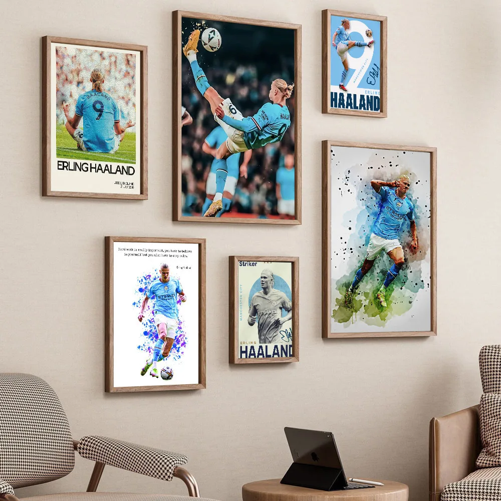 Football Star E-Erling H-Haaland Poster Wall Art Decoration Painting Without Frame Room Home Decor Soccer Club Fans Gifts