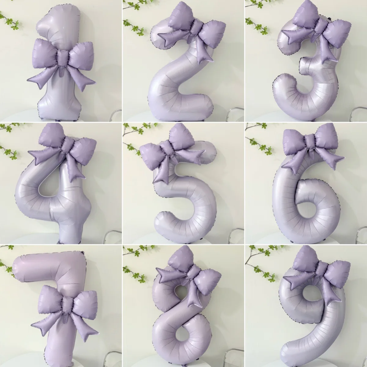 

40-inch oversized purple passion fruit patterned balloon with a bow and age number, suitable for birthday party decoration