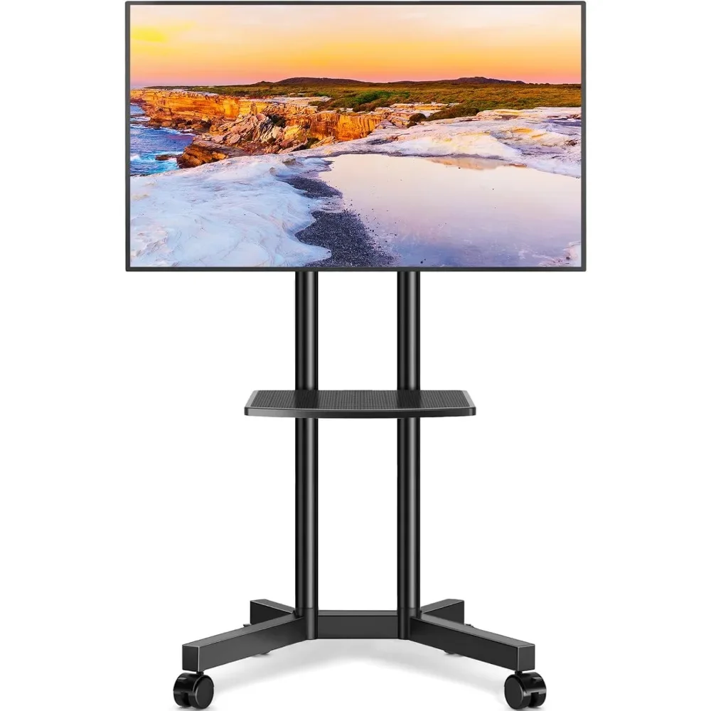 

Adjustable Rolling TV Stand with Wheels for 32-75 Inch TVs up to 88 lbs, Includes Laptop Shelf