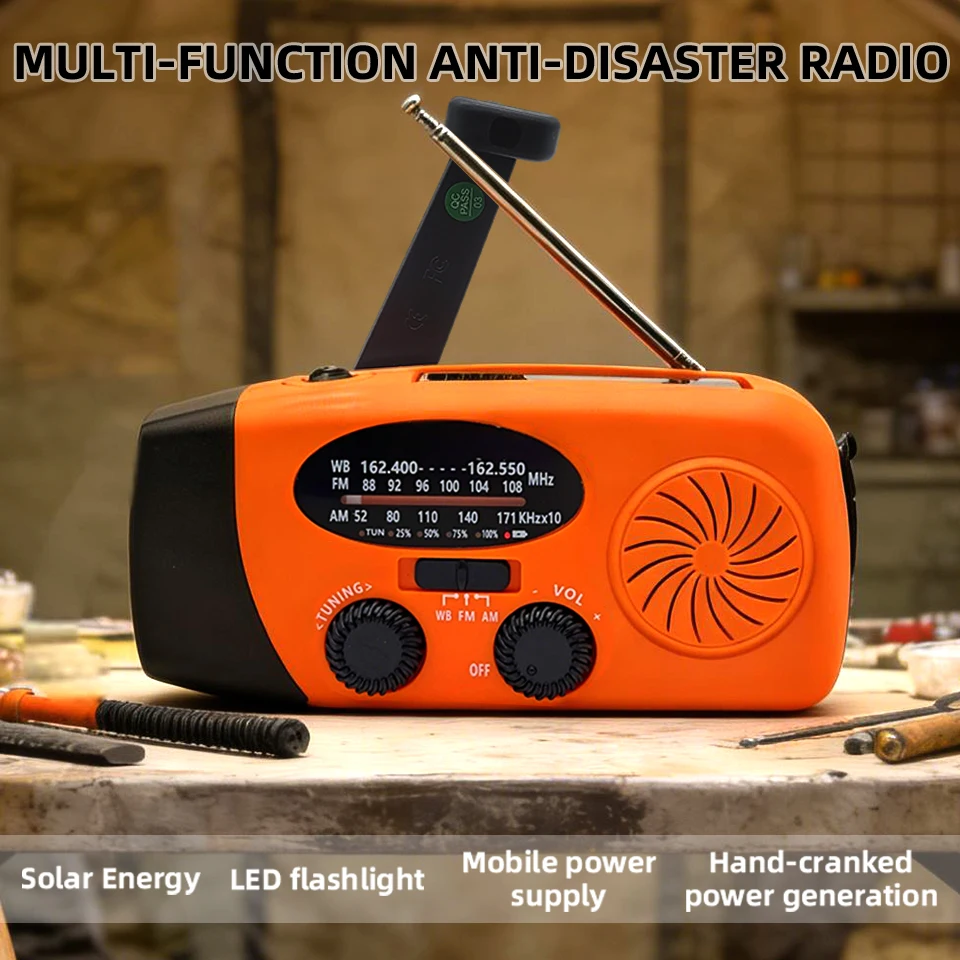 

Ручной генератор для аварийного радиоприемника с солнечной зарядкой, мощный фонарь, многофункциональное снаряжение для выживания и подготовки к стихийным бедствиям