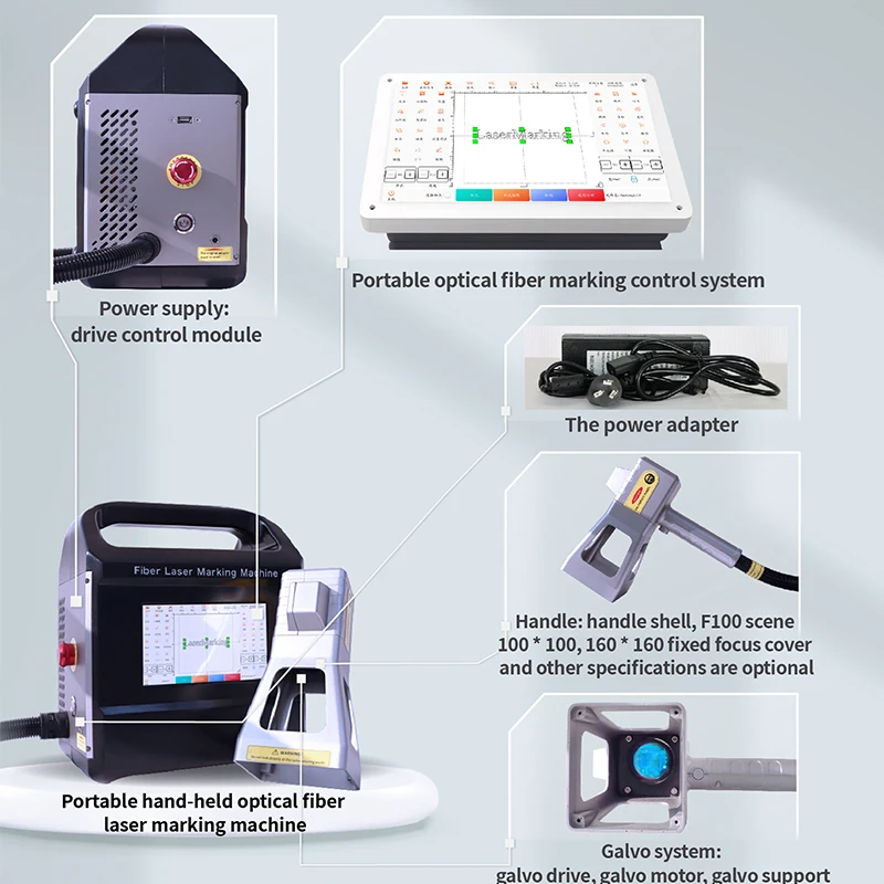 20w 30w 50w Mini Portable Handheld Small Desktop Metal Sheet Plate Laser Marker Engraver Etching Engraving Marking Machine Price