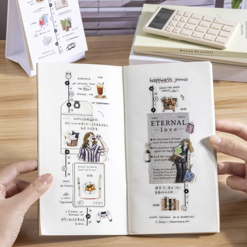 40mm * 2m 일일 계획 스크랩북 용 PET 프리 컷 테이프 Office 편지지 저널 전화 케이스 노트북 장식 선물 용품