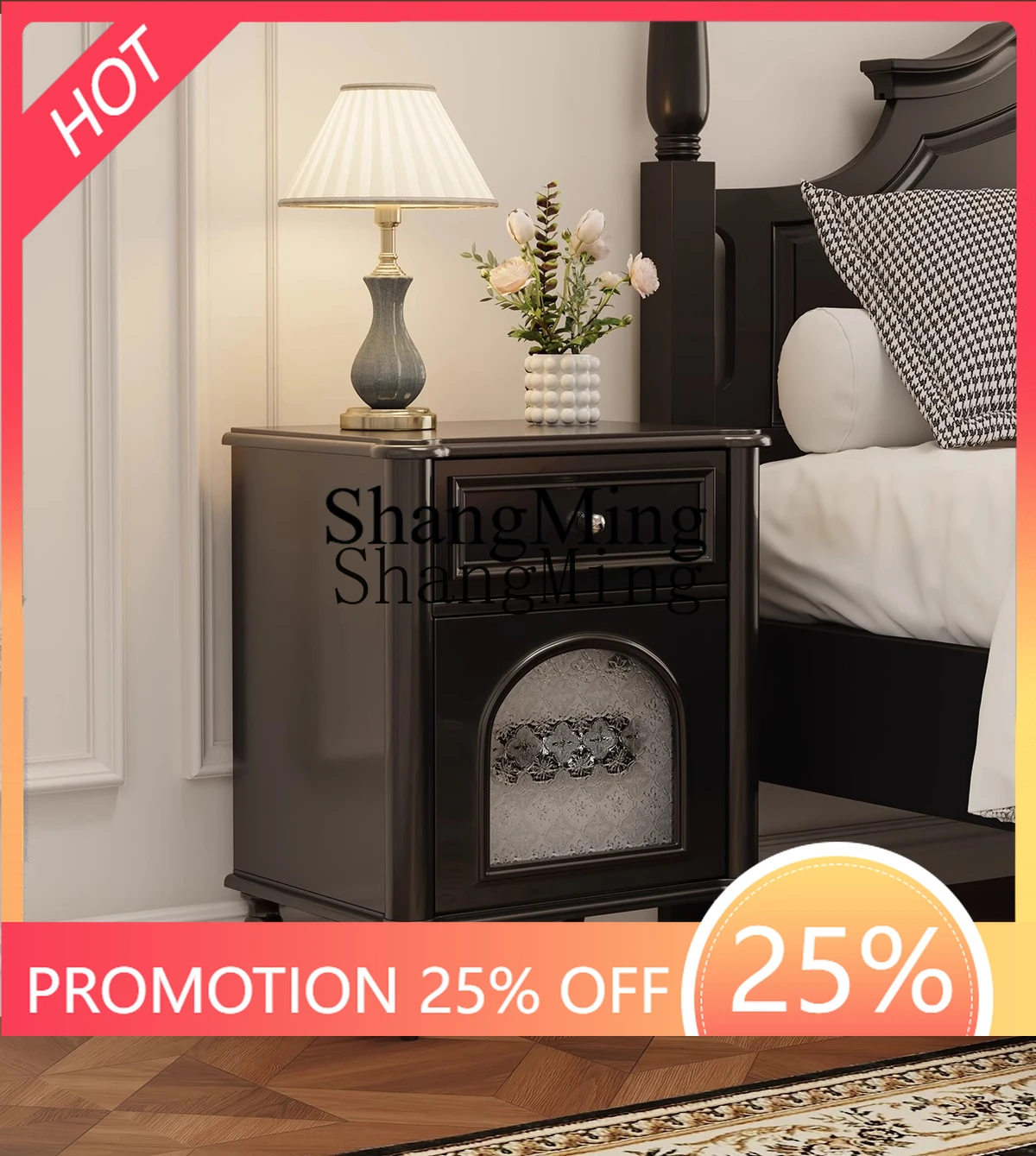 

FG good-looking simple wind solid wood bedside table household bedroom new high-end bedside table