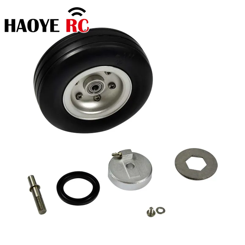 Haoye 1 Pc Aluminum Hub Rubber Wheel With Brake Landing Gear Wheels With Bearing For RC Airplane Replacement Accessory