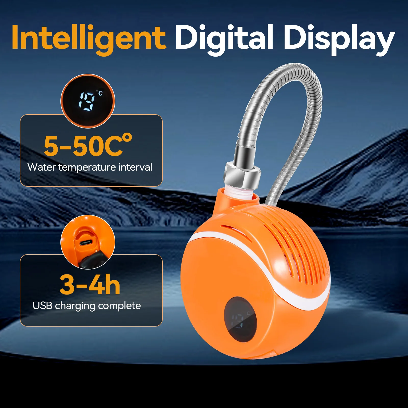 

Rechargeable Electric Camping Shower Set with Bucket 5-50°C Temperature Control 3 Spray Modes Fast Charging Portable Shower Pump