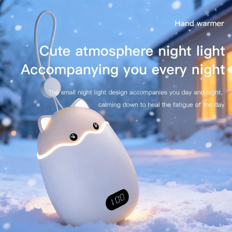 Xiaomi على الوجهين التدفئة جهاز تدفئة محمول الكرتون القط جهاز تدفئة محمول قوة البنك 4-سرعة التحكم في درجة الحرارة 2 في 1 سخان كهربائي #2