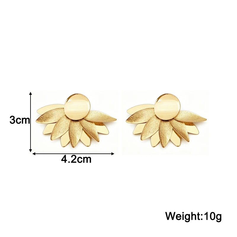 New Trend Blooming Flower Stud Earrings for Women Gold Color Metal Floral Irregular Design Women's Unusual Earrings 2026