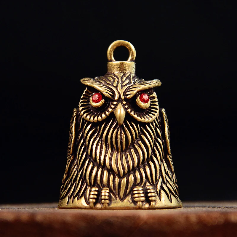 Vintage Owl Bell Keychain Brass Bell Car Key Chain Pendant Small Pendant Men And Women Gift Feng Shui Bronze Bell