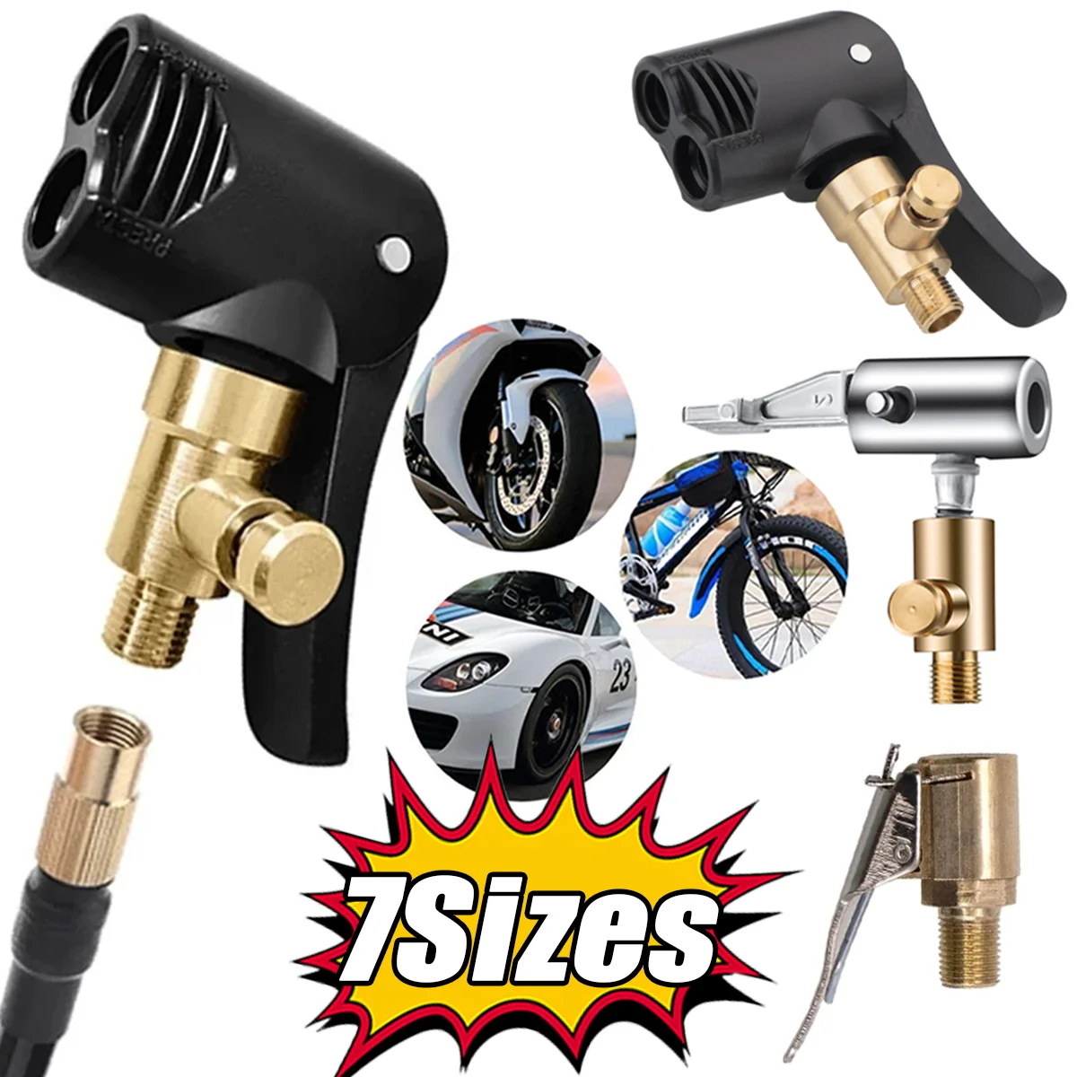 

1Pcs Portable Inflatable Pump Auto Tire Air Chuck Compressor Can Be Deflated Valve Adapter Tire Inflator for Hose Repair Tools