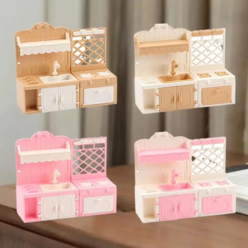 1/12 Scale Dollhouse Miniature Kitchen Display Cabinet Set Pretend Play Toy