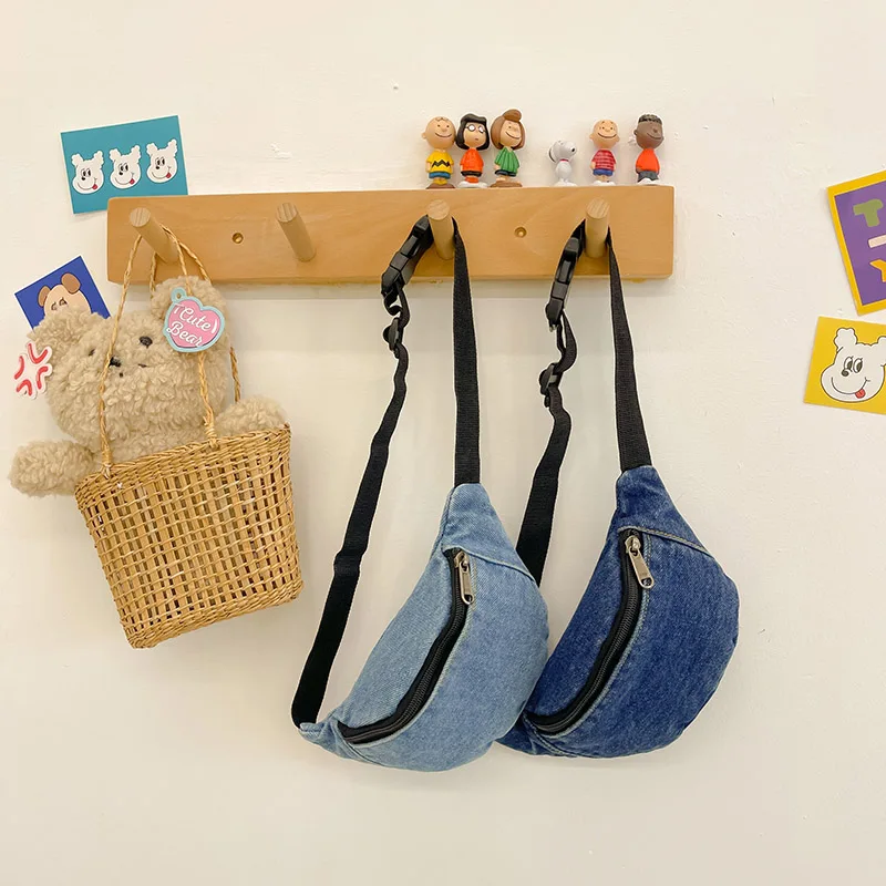 Nieuwe Kinder Mini Heuptas Denim Riem Heuptasje Voor Kinderen Casual Schoudertas Jongens Meisjes Banaan Kussen Baby Heuptassen