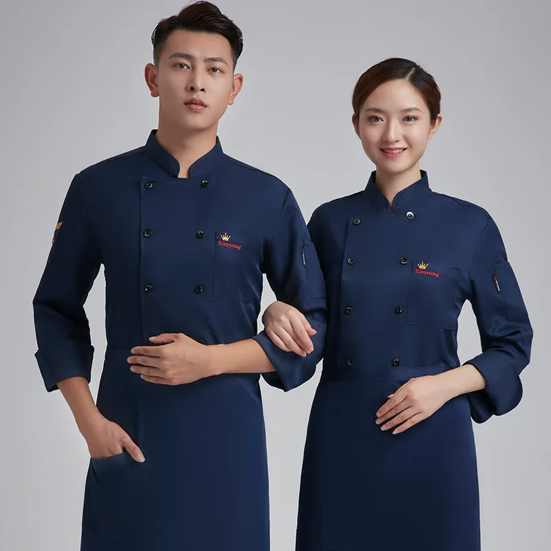 Dining Hotel Hot Pot Restaurant Rear Kitchen Chef Overalls Men and Women Autumn and Winter Long Sleeves Canteen Restaurant Work