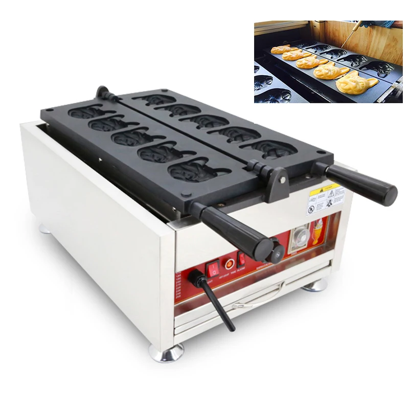 Electric 220V/110V Bulldog Waffle Maker Commercial  Dog Head Shaped Waffle Baker Machine/Animal Dog Head Iron Baking Machine