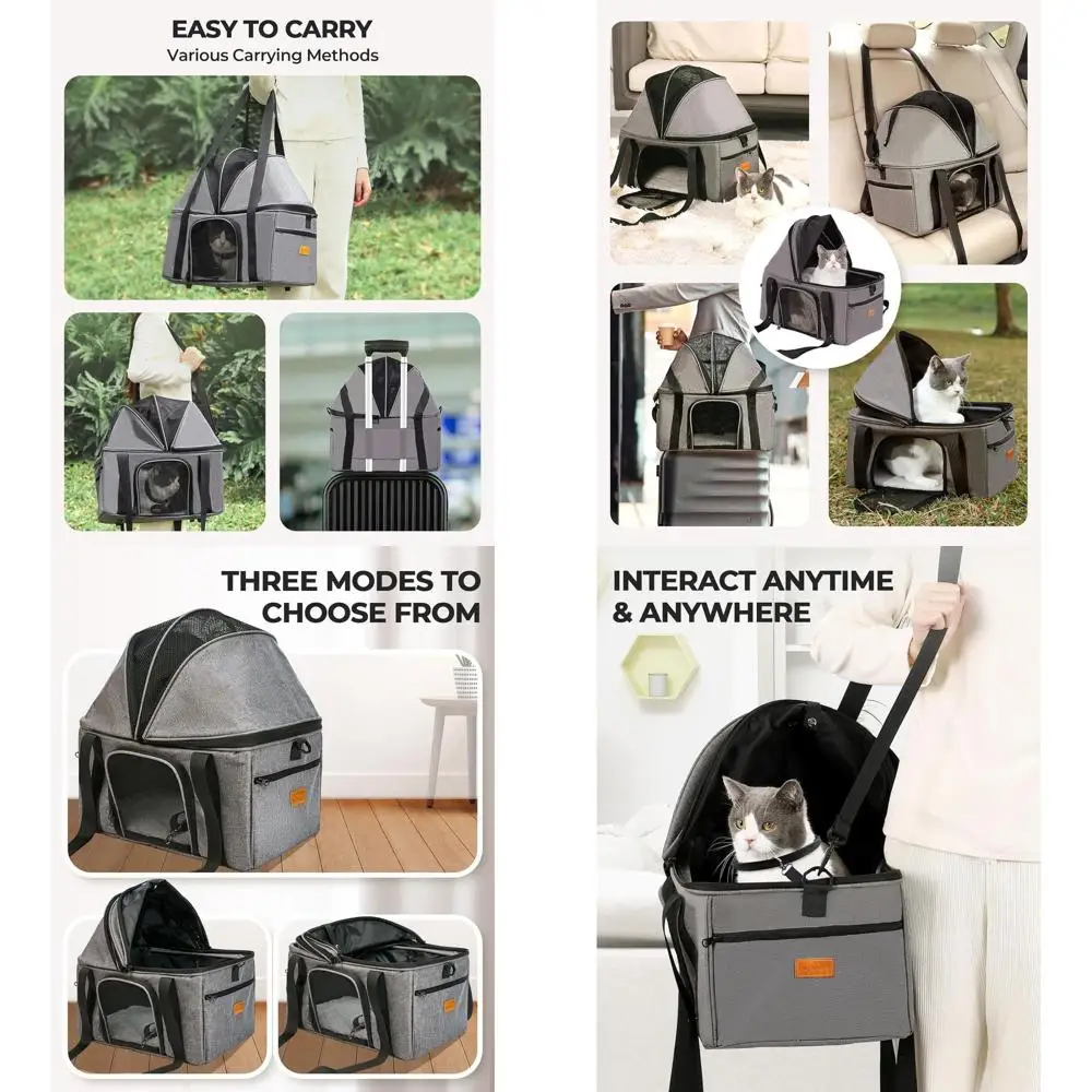 

Расширяемая мягкая переноска для кошек для средних и больших домашних животных до 25 фунтов, складная дорожная сумка с навесом для маленьких собак