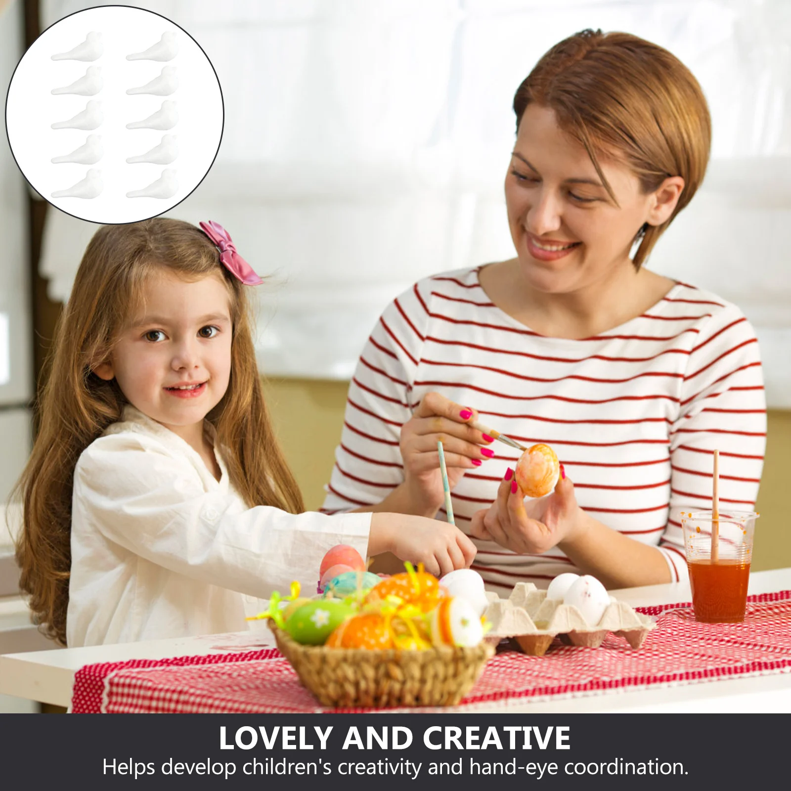 

10Pcs White Foam Birds DIY Craft Set Safe Lightweight Bird Shape for Painting Creativity Development Christmas Art Party