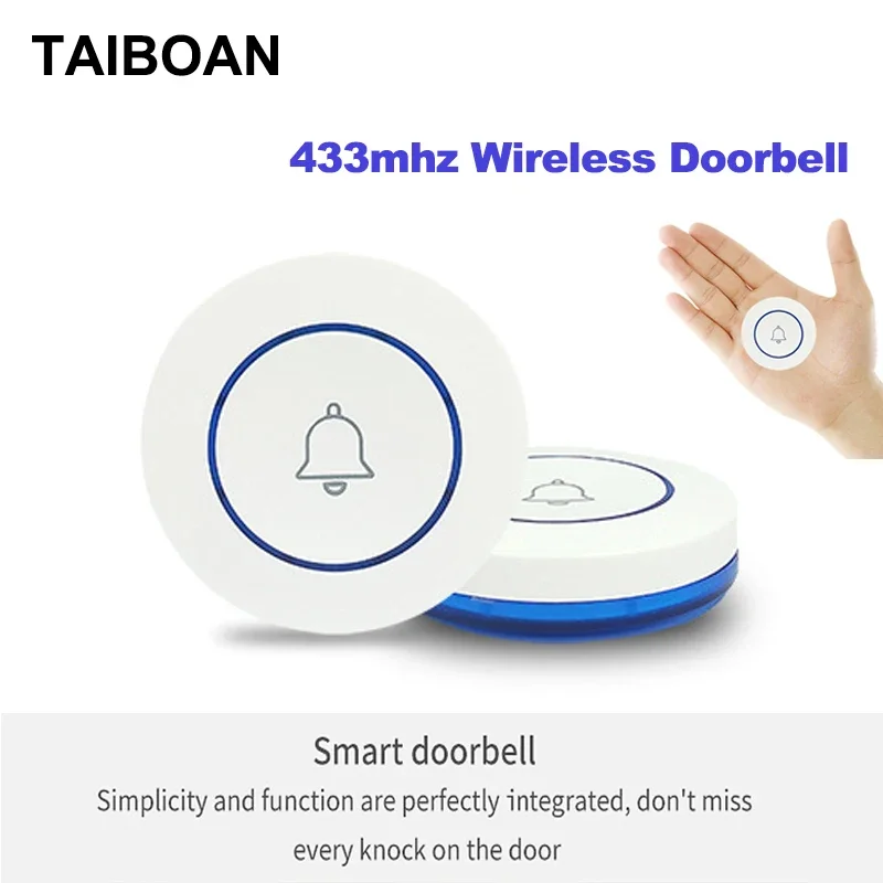 Mini timbre inalámbrico de 433MHz, botón de forma redonda, Sensor de timbre de puerta de casa para sistema Host de alarma de casa inteligente de frecuencia EV1527 de 433MHz