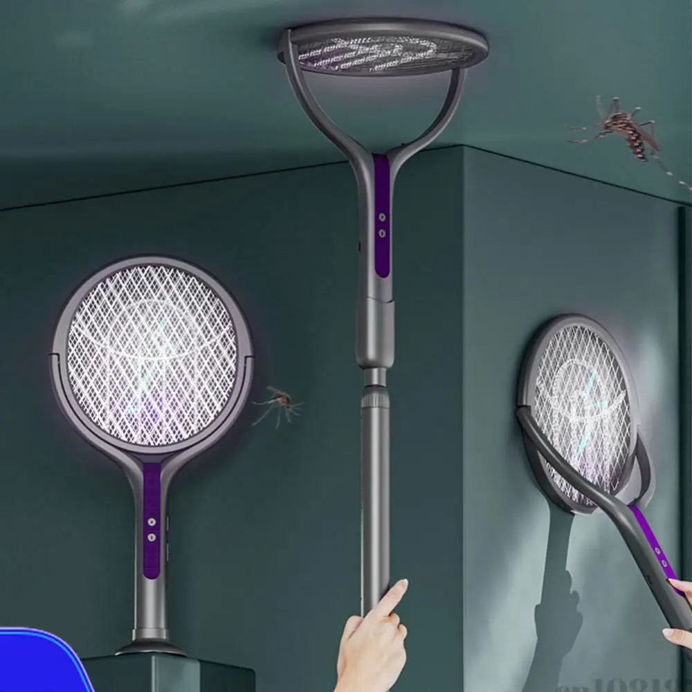 Rotating Head  Zapper Racket Rechargeable Mosquito Swatter 2 in 1 Fly Killer and Mosquito Trap Lamp for Home Indoor Outdoor