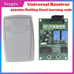 Mando a distancia Universal para puerta de garaje, receptor de 2 canales para ERREKA ACM CAME DEA DOORHAN AT-4 MOTORLINE DITEC 433mhz, código fijo rodante