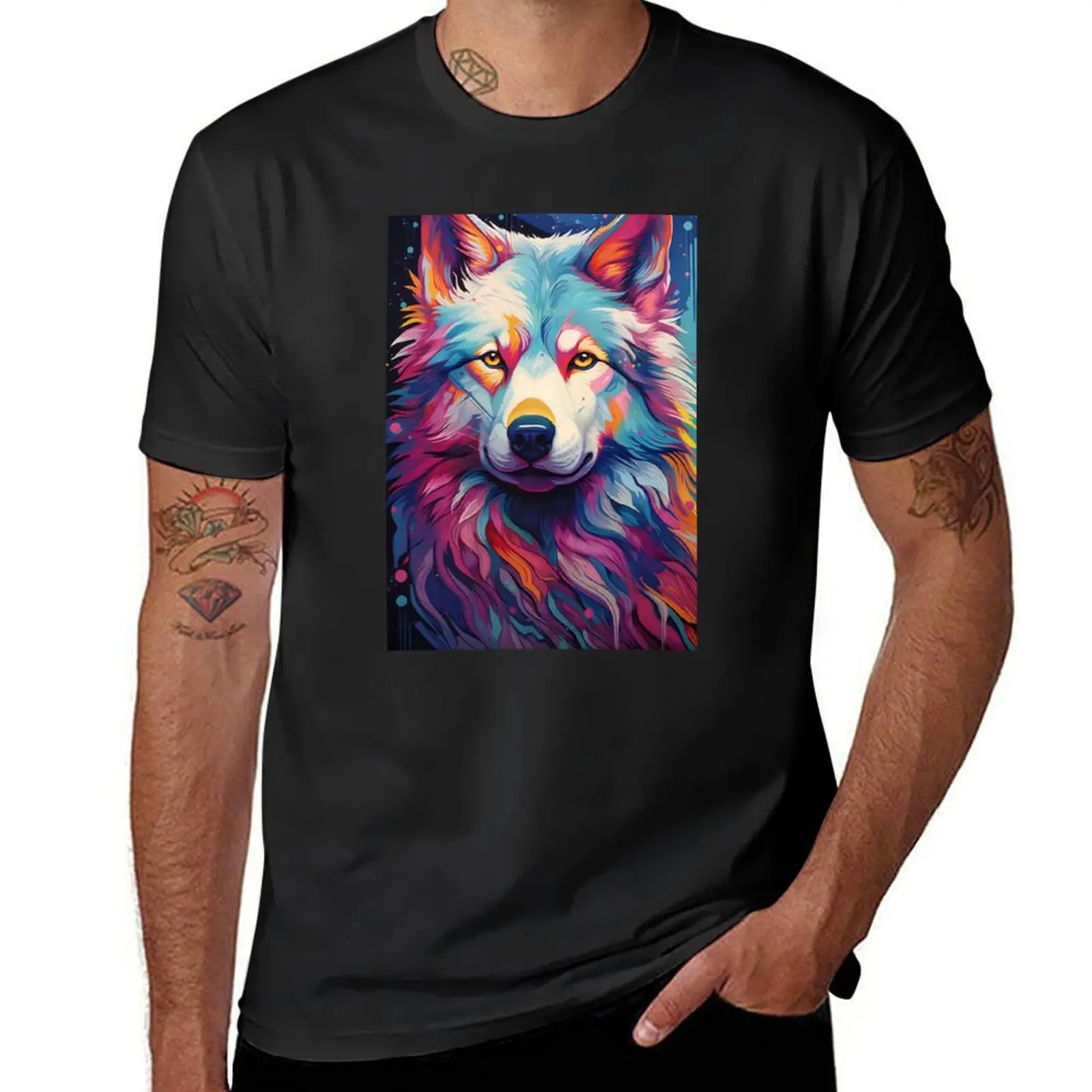 Mystic Wolf: Spectrum of the Wilderness T-Shirt heavyweights sublime oversized t shirt men