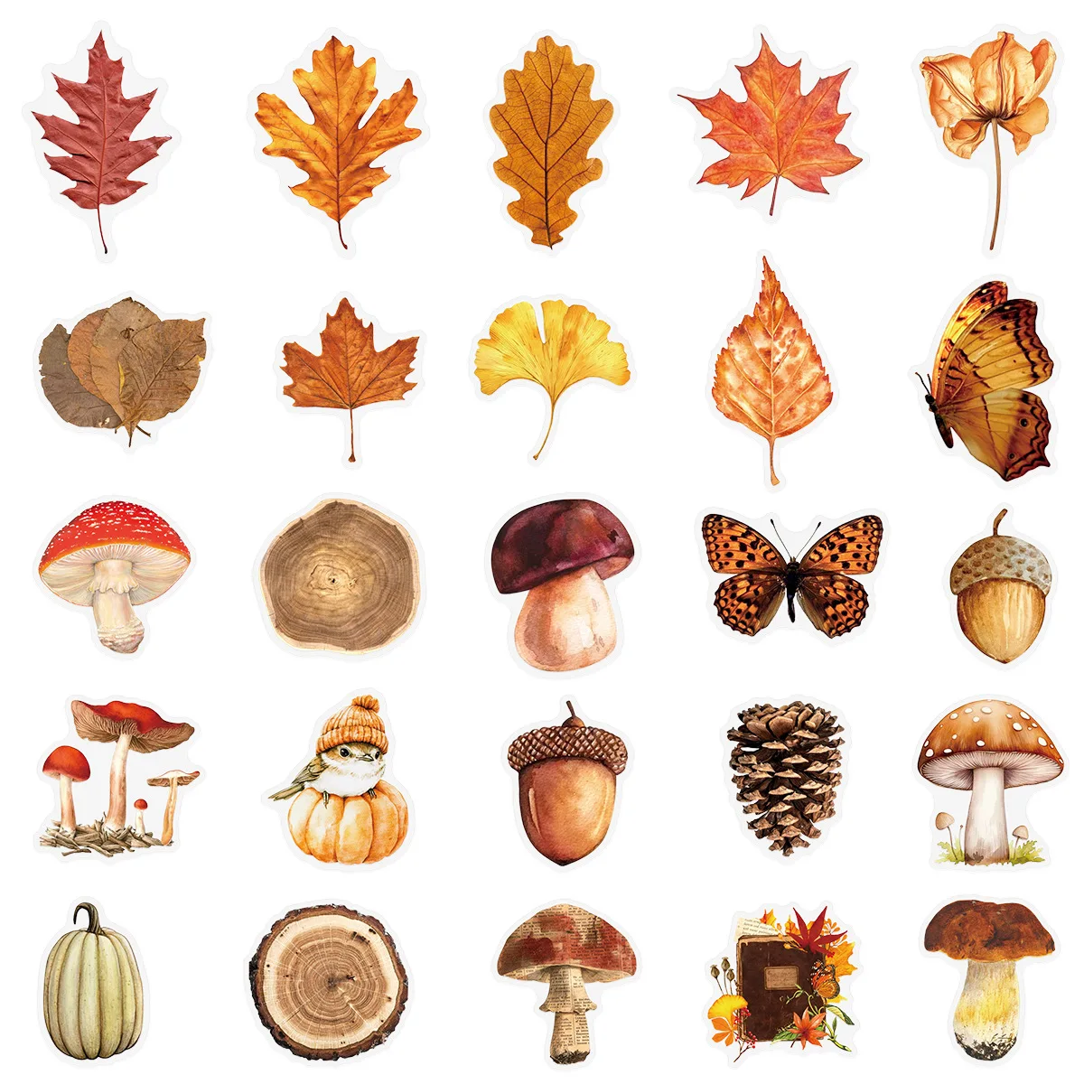 50 Uds Retro seta planta mariposa pegatina impermeable transparente Graffiti calcomanía personalizada DIY taza de agua funda para teléfono móvil